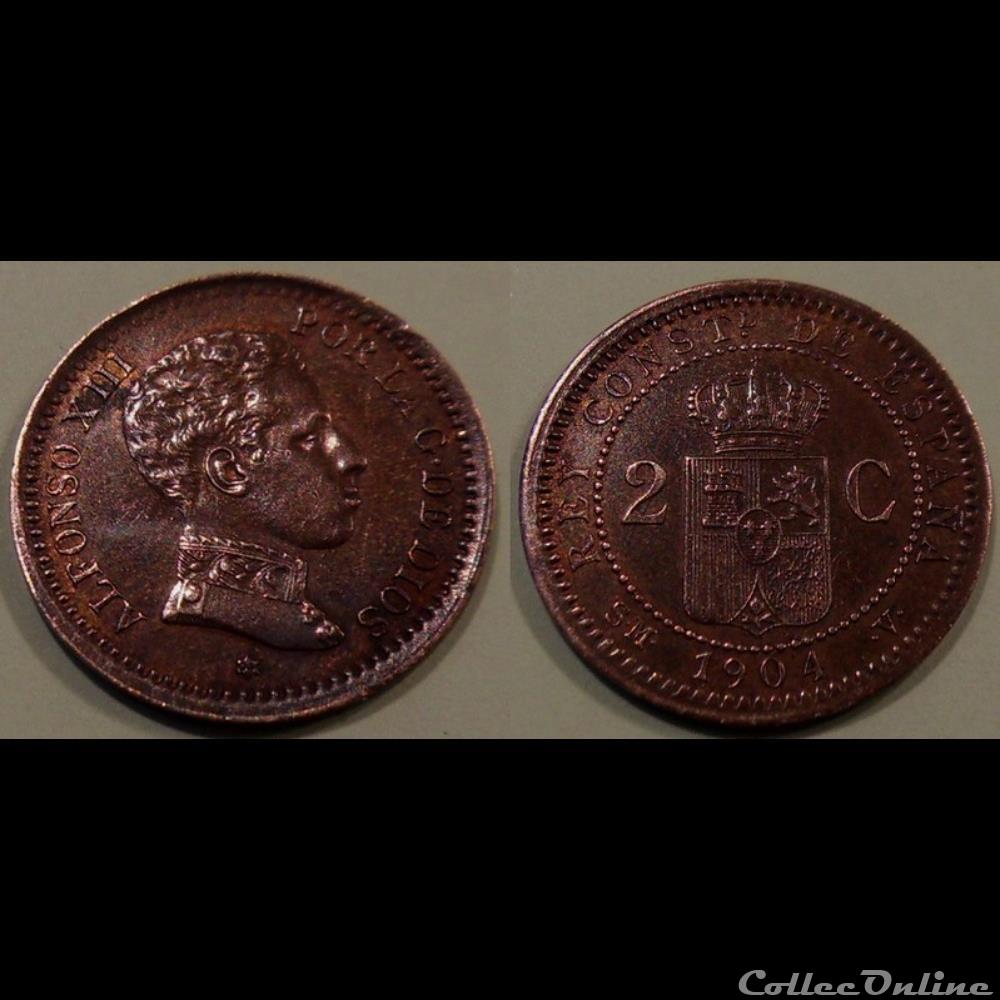 Espagne 2 Centimos 1904 monnaie monde espagne 2 centimos 1904