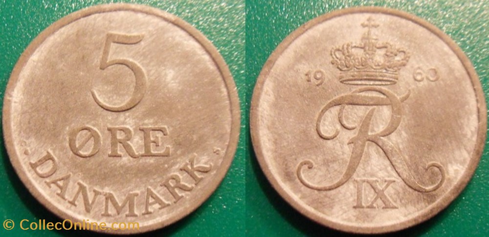 monnaie monde danemark 5 ore 1960