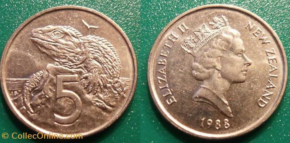 monnaie monde nouvelle zelande 5 cents 1968