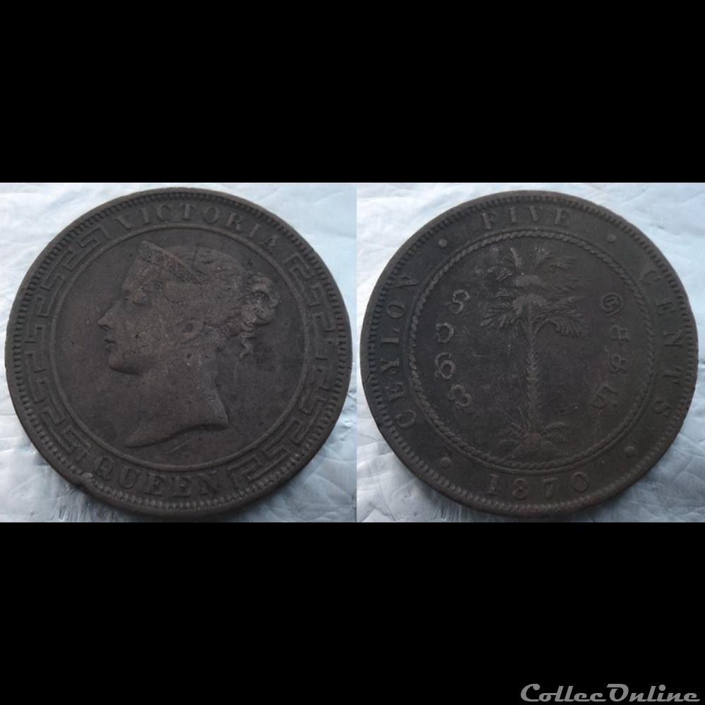 Ceylan 5 Cents 1870 monnaie monde ceylan 5 cents 1870