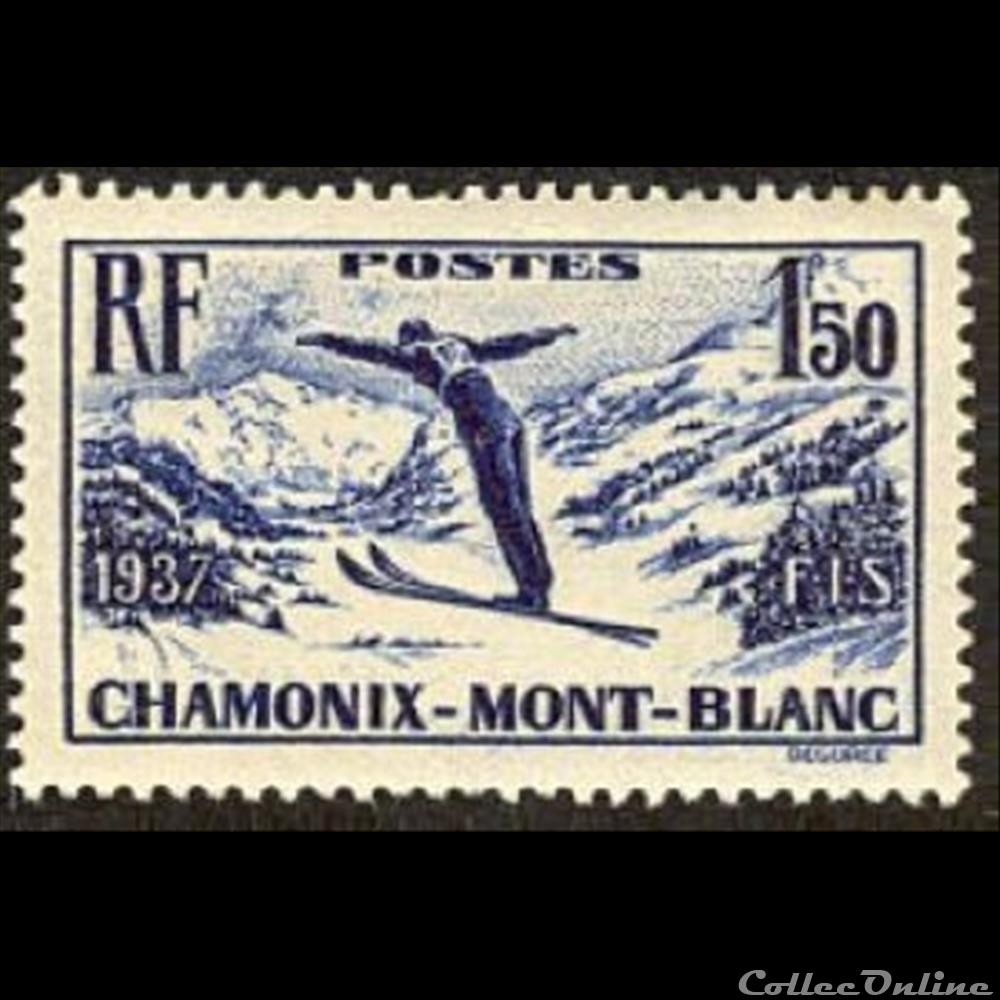 timbre france assignat 1937 championnats internationaux de ski a chamonix