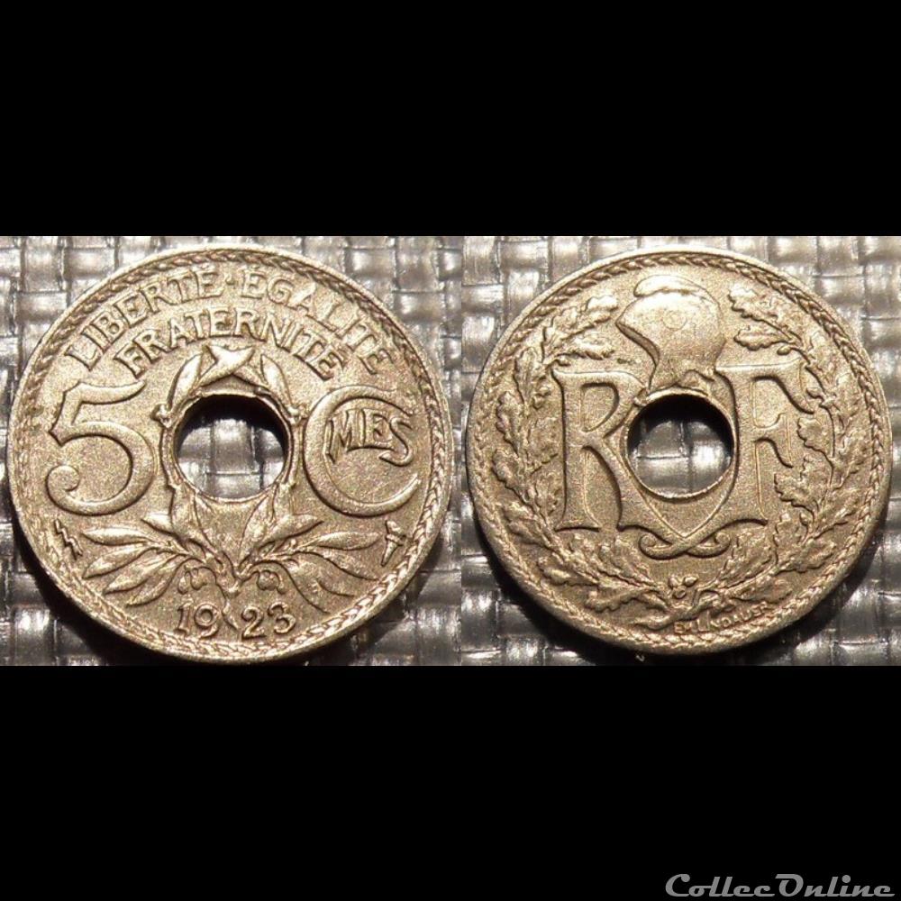 Cc 5 centimes EM Lindauer 1923 17mm 2g monnaie france moderne cc 5 centimes em lindauer 1923 17mm 2g
