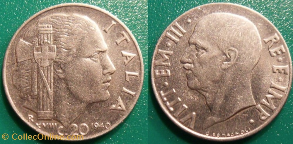 20 Centesimi 1940 magnétique striée monnaie monde italie 20 centesimi 1940 magnetique striee