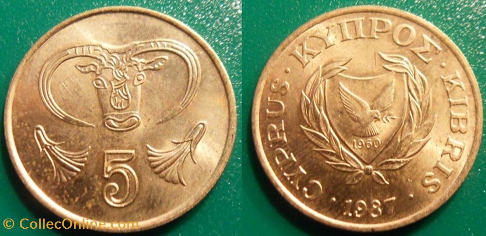 5 Cents 1987 monnaie monde chypre 5 cents 1987