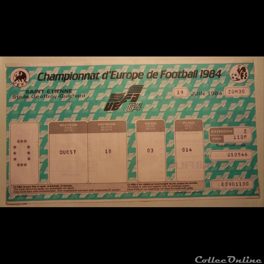 Football Championnat d'Europe 1984 vieux papier ticket d entree assignat football championnat europe 1984