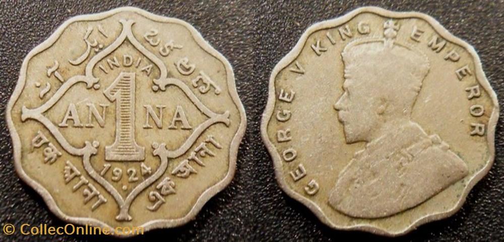 1 Anna 1924 George V monnaies monde inde 1 anna 1924 george v