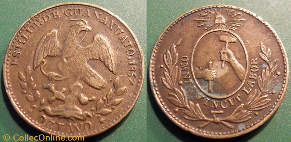 Mexique-Rép. de México Octavo 1857 monnaie monde mexique rep de mexico octavo 1857