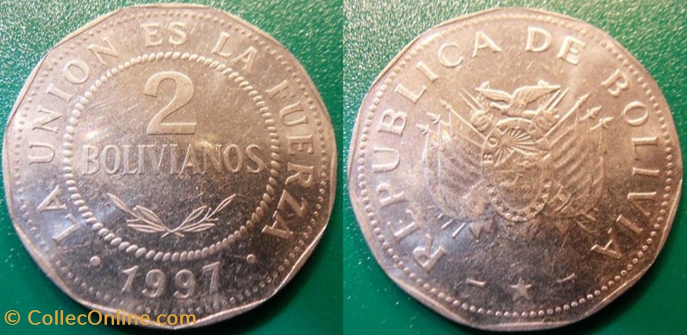 2 Bolivianos 1997 monnaie monde bolivie 2 bolivianos 1997