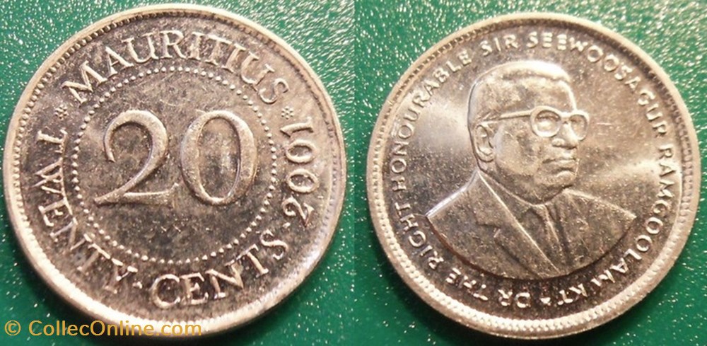 20 Cents 2001 monnaie monde maurice 20 cents 2001
