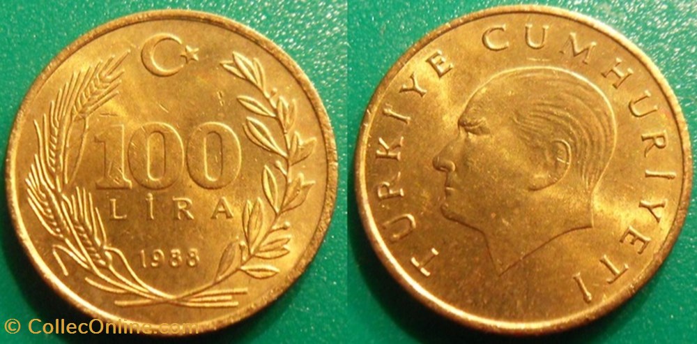 100 Lira 1988 monnaie monde turquie 100 lira 1988