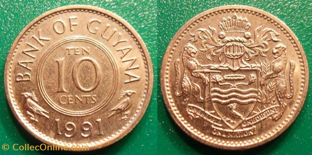 10 Cents 1991 monnaie monde guyana 10 cents 1991