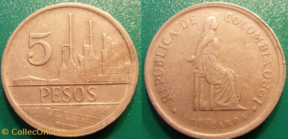 5 Pesos 1980 monnaie monde colombie 5 pesos 1980