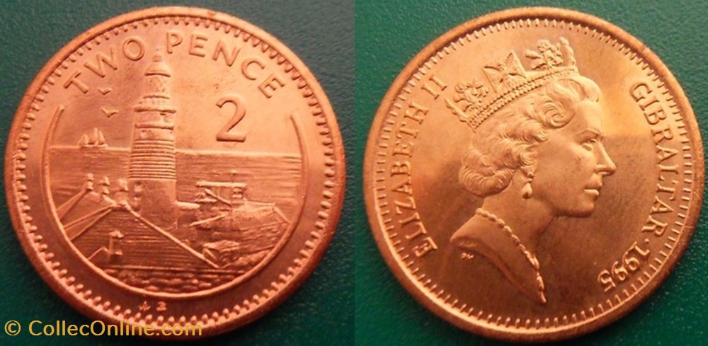 2 Pence 1995 monnaie monde gibraltar 2 pence 1995