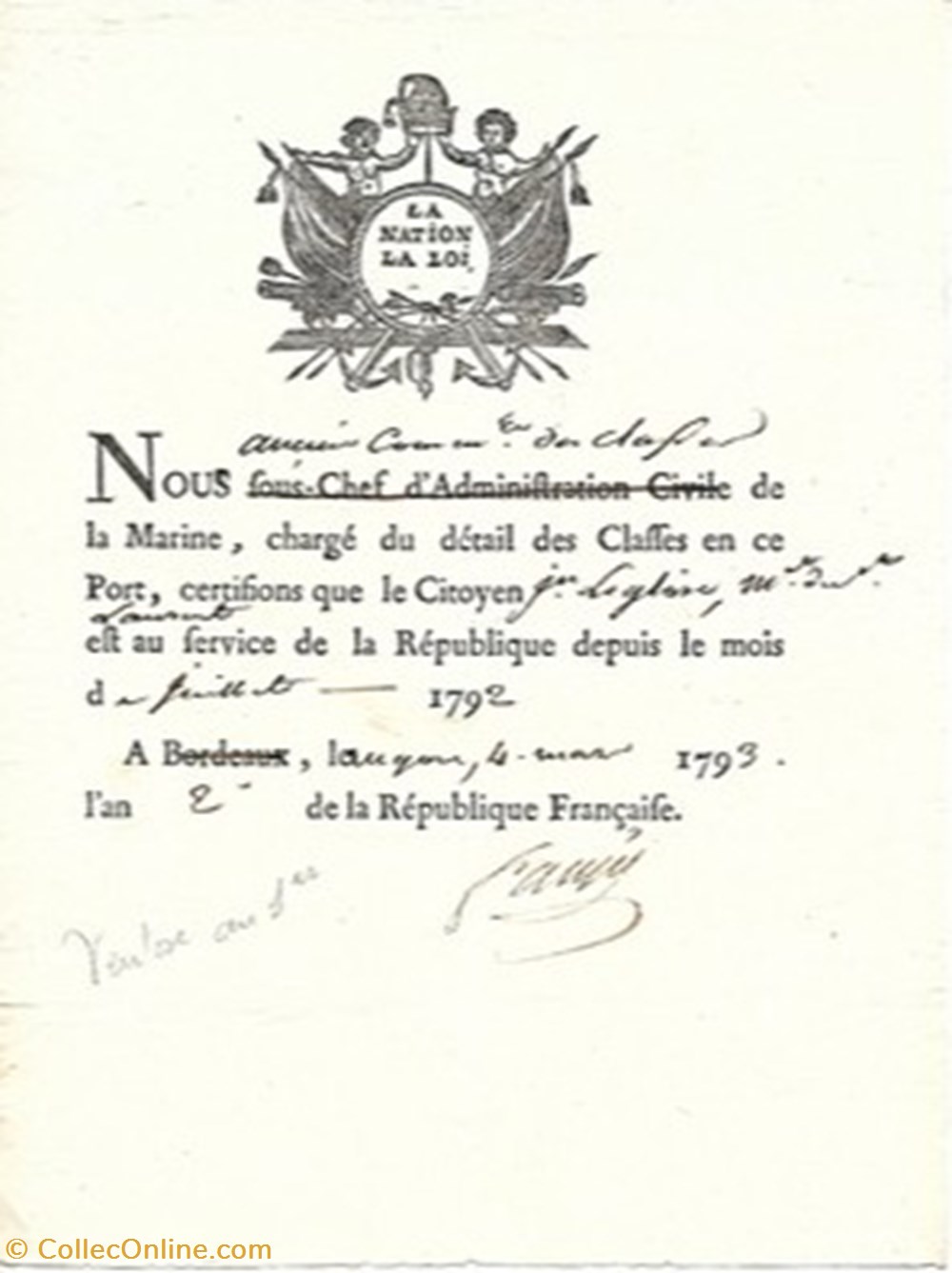 documents anciens affiches langon certificat de citoyen au service de la republique