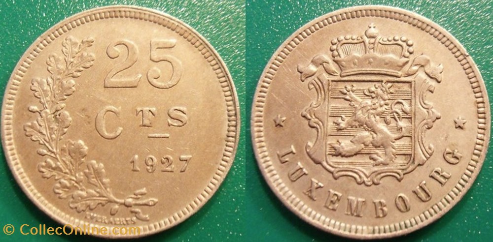 25 Centimes 1927 monnaie monde luxembourg 25 centimes 1927