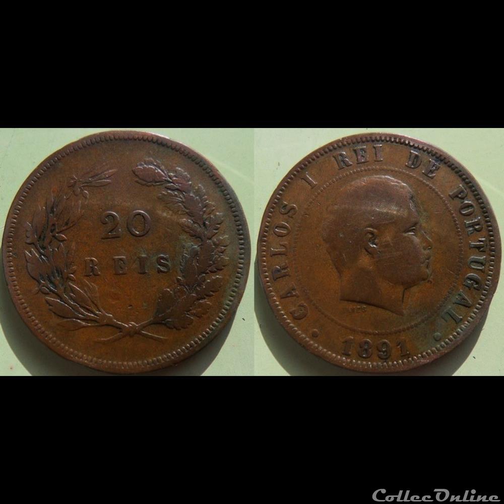 monnaie monde portugal 20 reis 1891