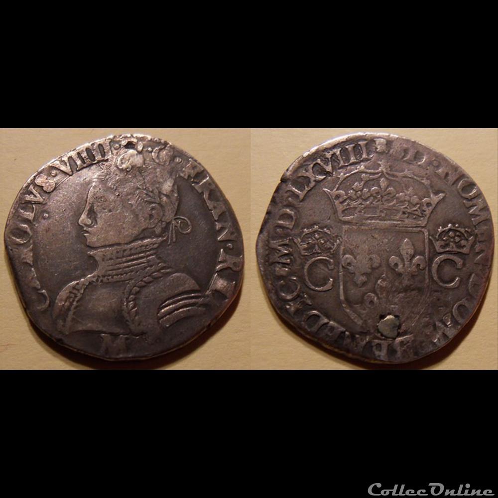 D2 Charles IX Teston Toulouse 1568 M monnaie france royale d2 charles ix teston toulouse 1568 m