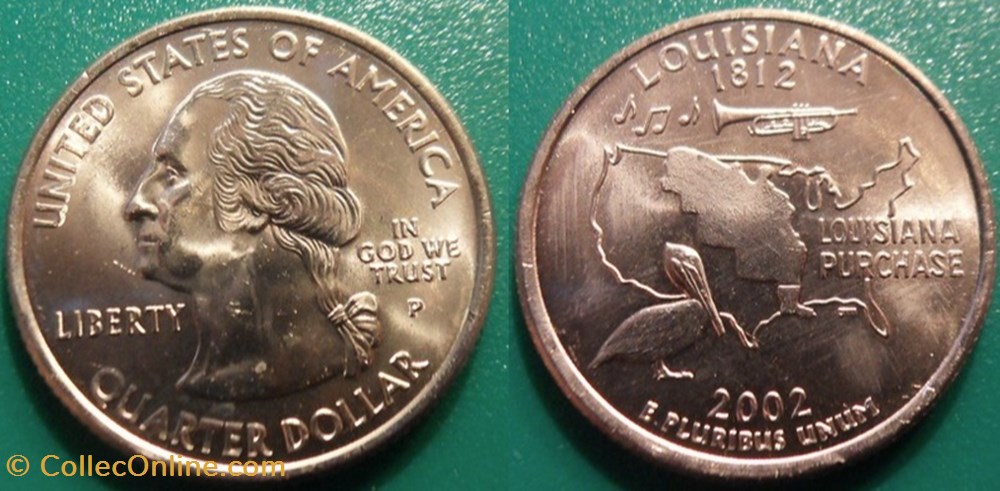 1/4 dollar 2002 P Louisiana monnaie monde etat uni 1 4 dollar 2002 p louisiana