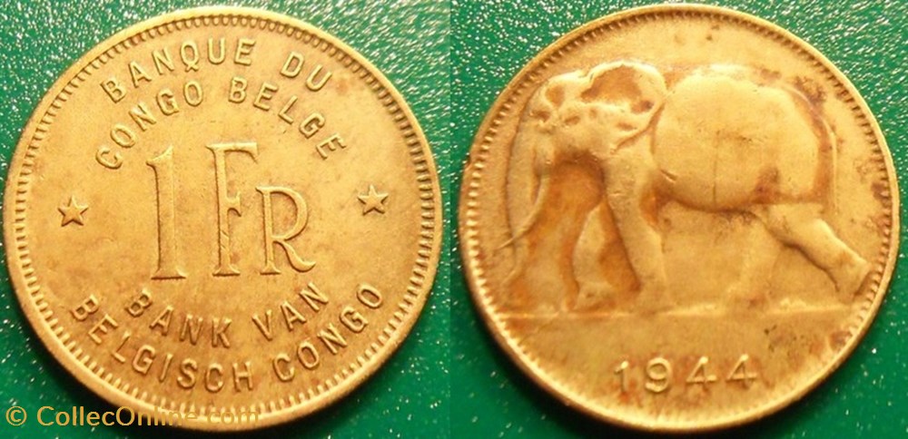 monnaie monde 1 franc 1947 congo belge