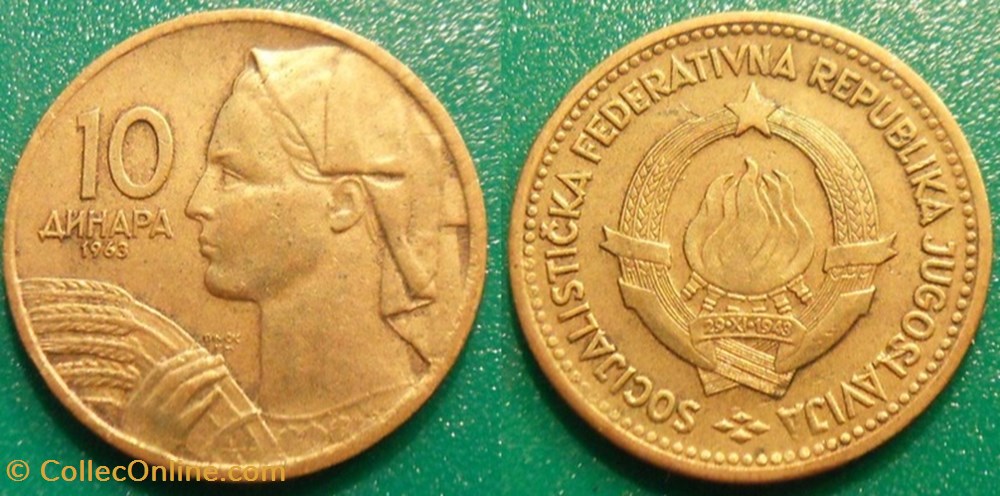 10 Dinars 1963 monnaie monde yougoslavie 10 dinars 1963