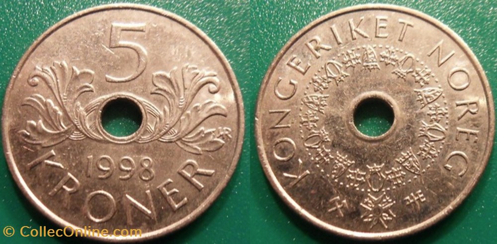 5 Kroner 1998 monnaie monde norvege 5 kroner 1998