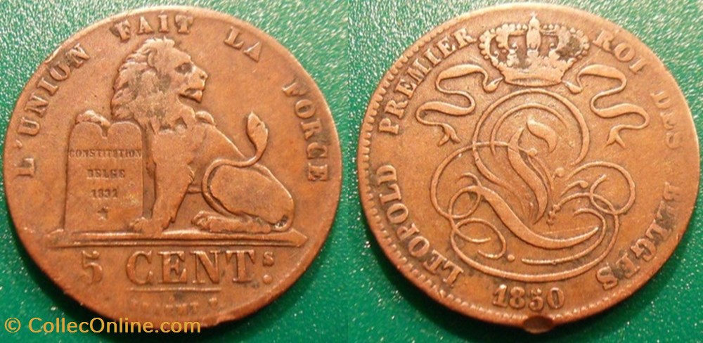 Belgique 5 Centimes 1850 monnaies monde belgique 5 centimes 1850