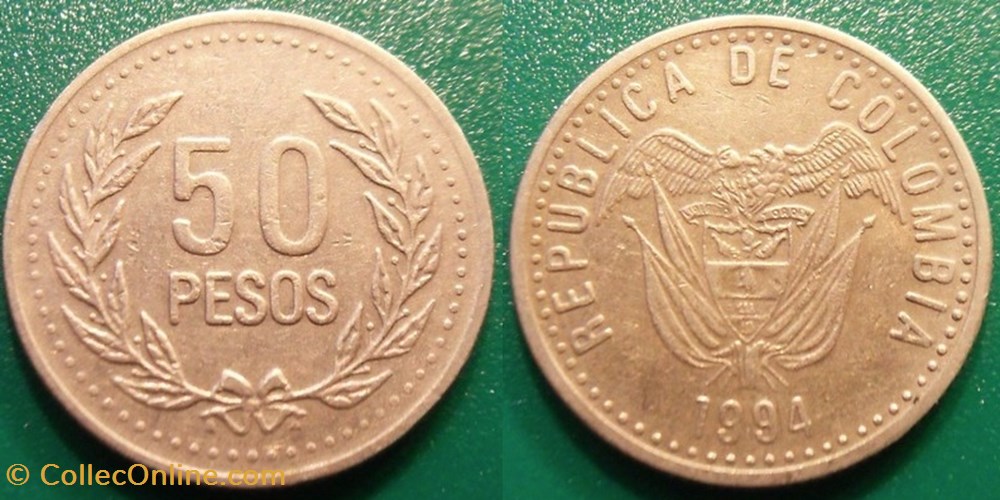 50 pesos 1994 monnaie monde colombie 50 pesos 1994