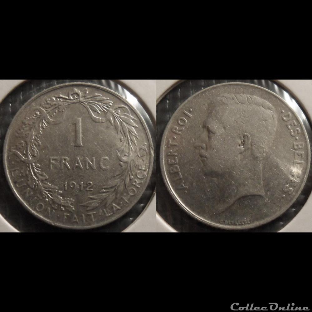 monnaie monde moderne belgique 1 franc 1912 des belges