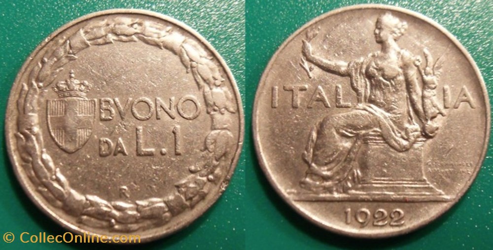 1 Lire 1922 monnaie monde italie 1 lire 1922