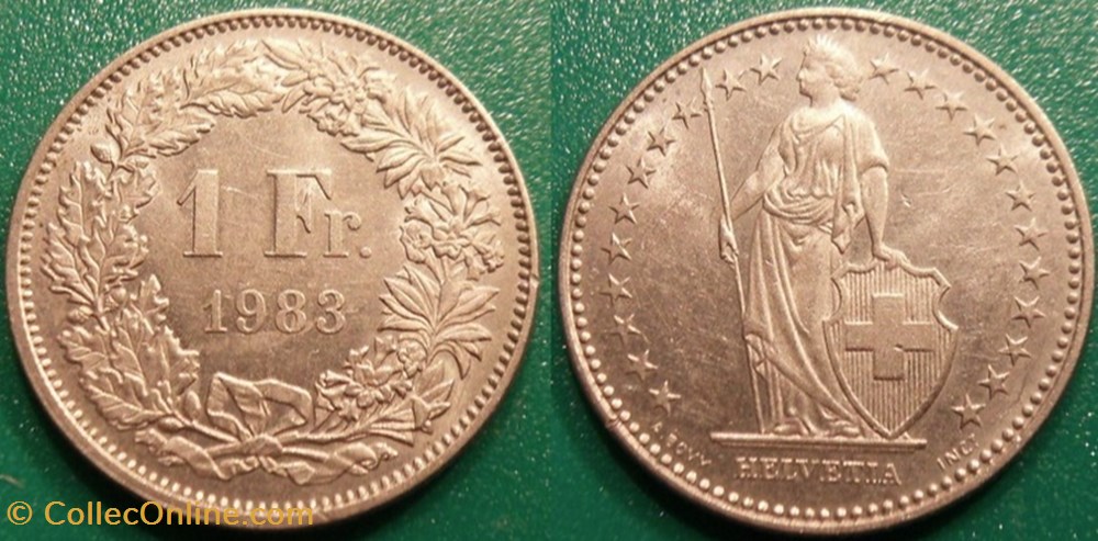 1 Franc 1983 frappe médaille monnaie monde suisse 1 franc 1983 frappe medaille