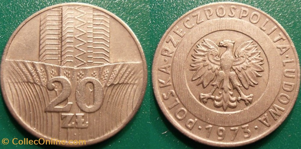 20 Zlotych 1973 monnaie monde pologne 20 zlotych 1973
