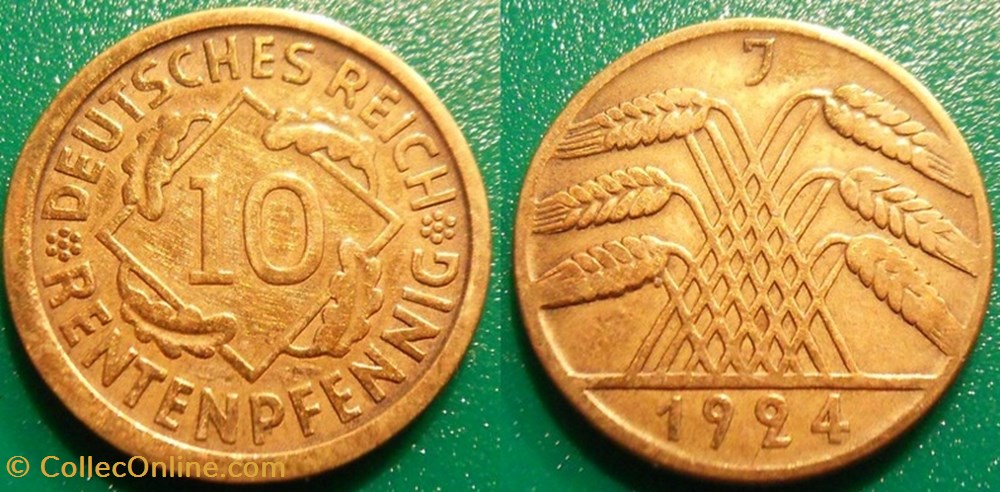 monnaie monde allemagne 10 rentenpfennig 1924