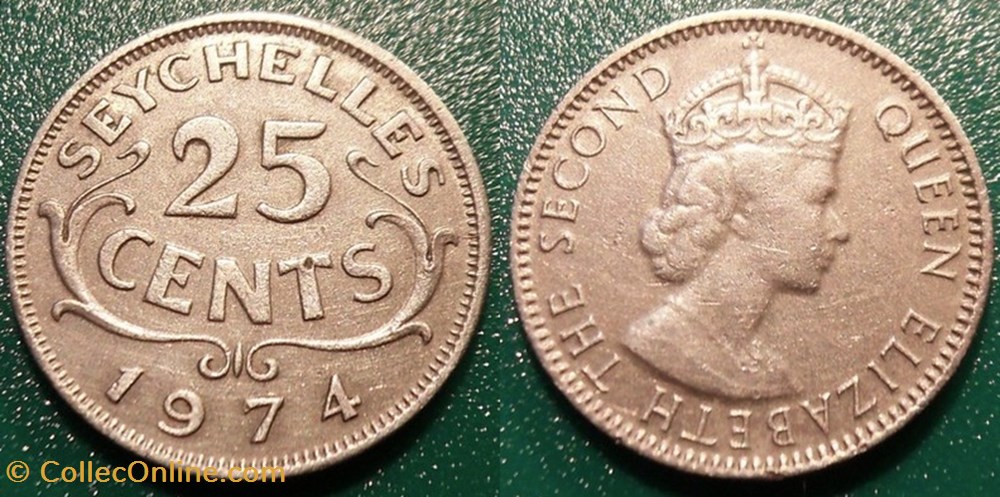 25 Cents 1974 monnaie monde seychelle 25 cents 1974
