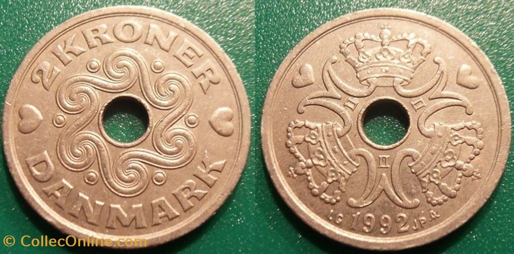 monnaie monde danemark 2 kroner 1992