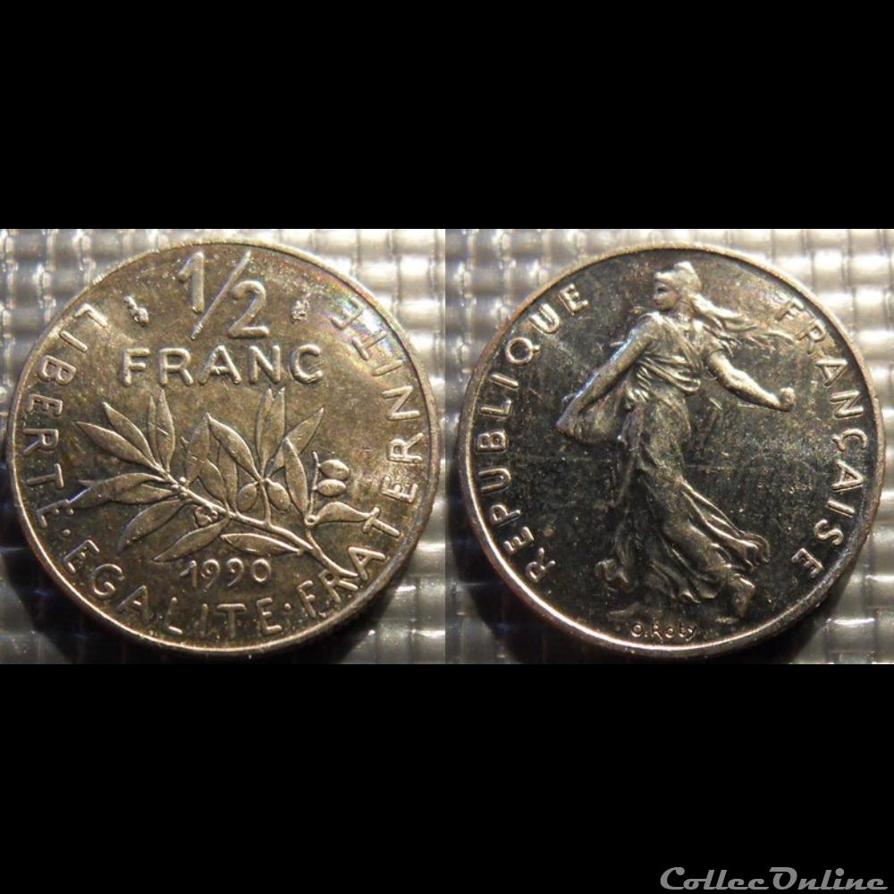 Gl 1/2 franc semeuse 1990 19.5mm 4.5g monnaie france moderne gl 1 2 franc semeuse 1990 19 5mm 4 5g
