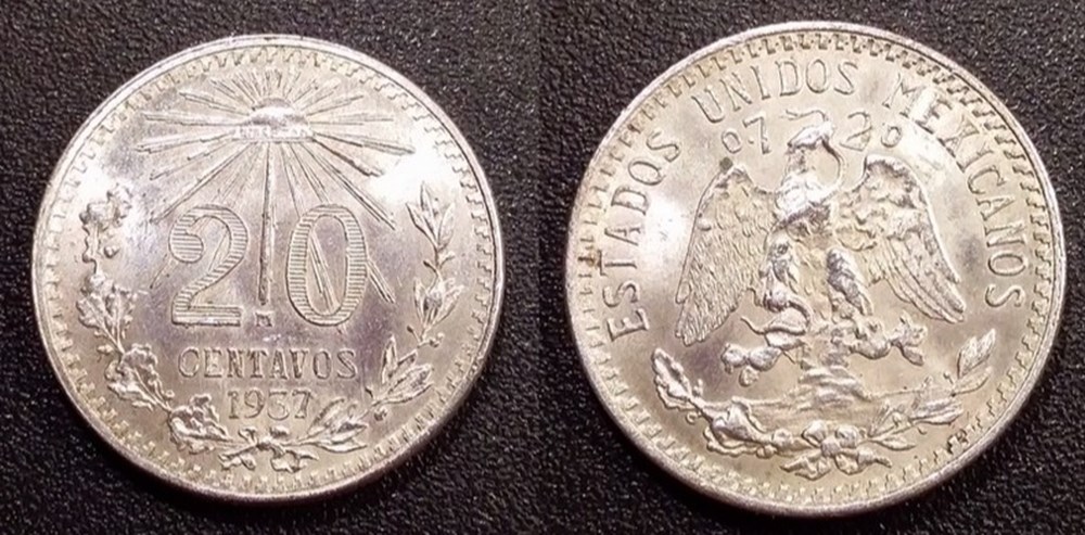 Mexique 20 Centavos 1937 monnaies mexique 20 centavos 1937