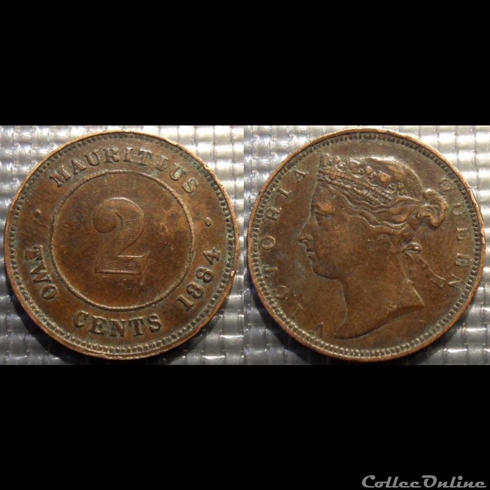 Maurice 2 cents 1884 monnaie monde maurice 2 cents 1884