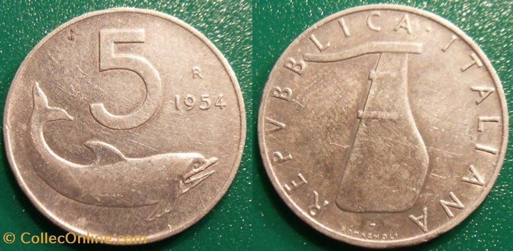 monnaie monde italie 5 lires 1954