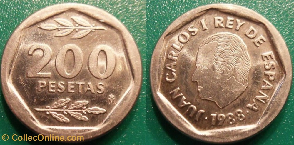 200 Pesetas 1988 Juan Carlos I monnaie monde espagne 200 pesetas 1988 juan carlos i