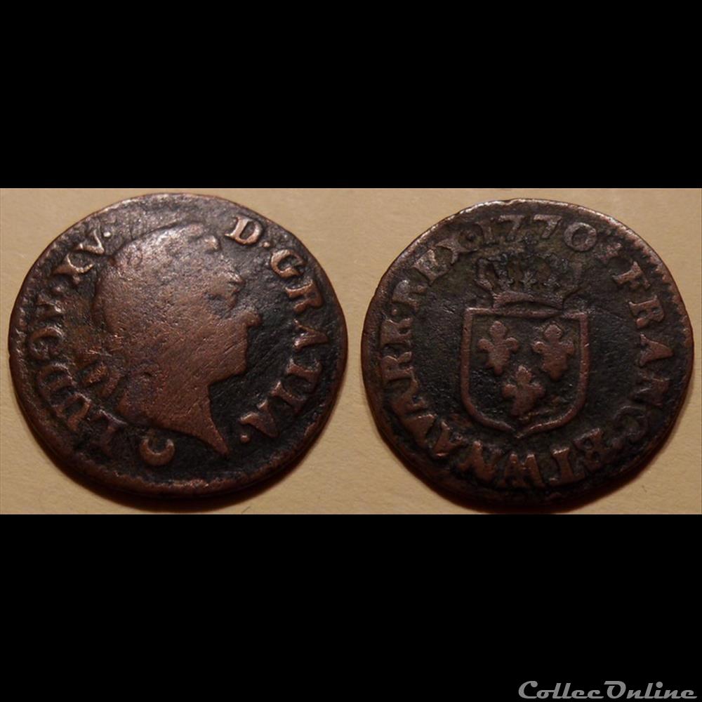 I3 Louis XV Liard à la vieille tête 1770 AA Metz monnaies france royales i3 louis xv liard a la vieille tete 1770 aa metz