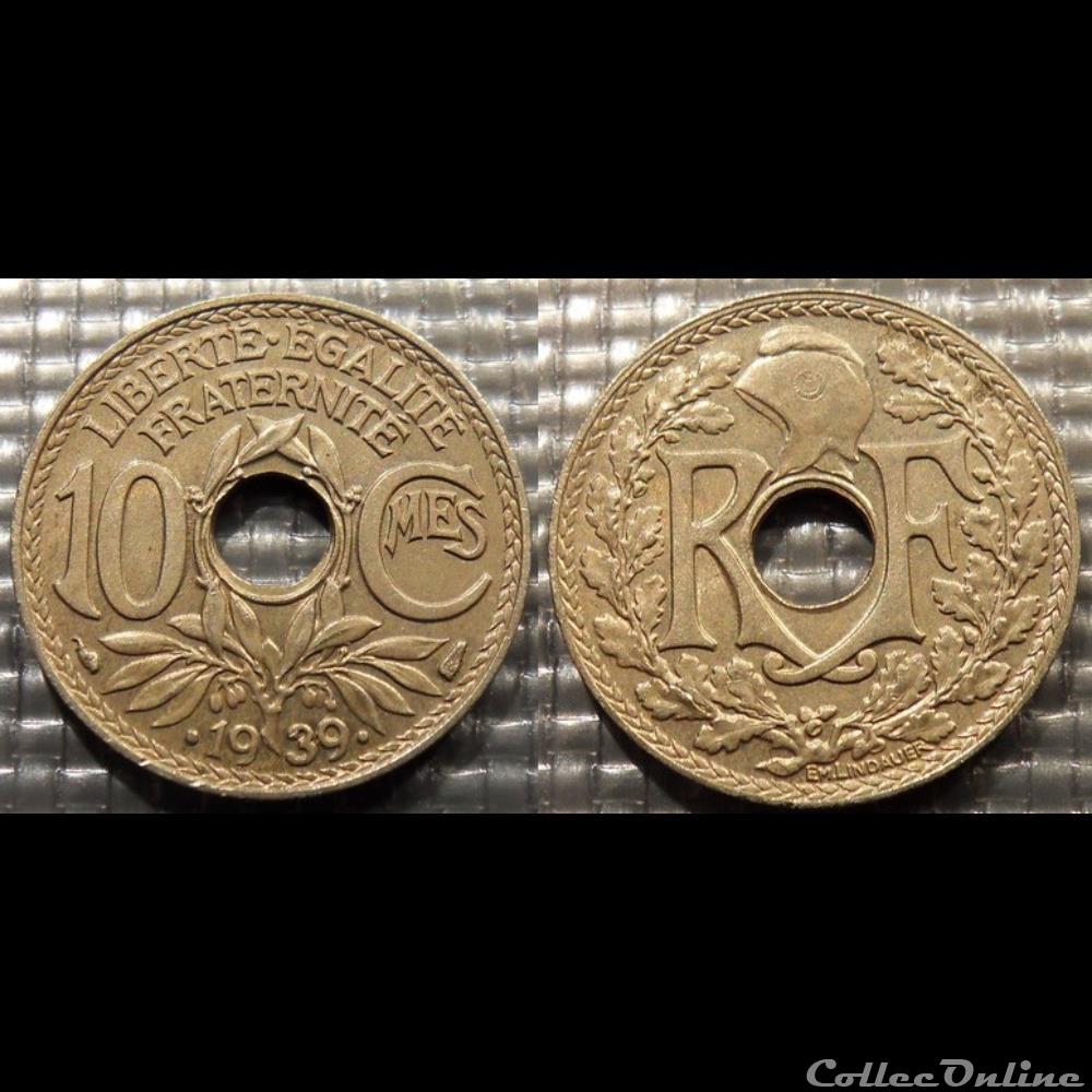 Dd 10 centimes EM Lindauer .1939. 21mm 3g monnaie france moderne dd 10 centimes em lindauer 1939 21mm 3g