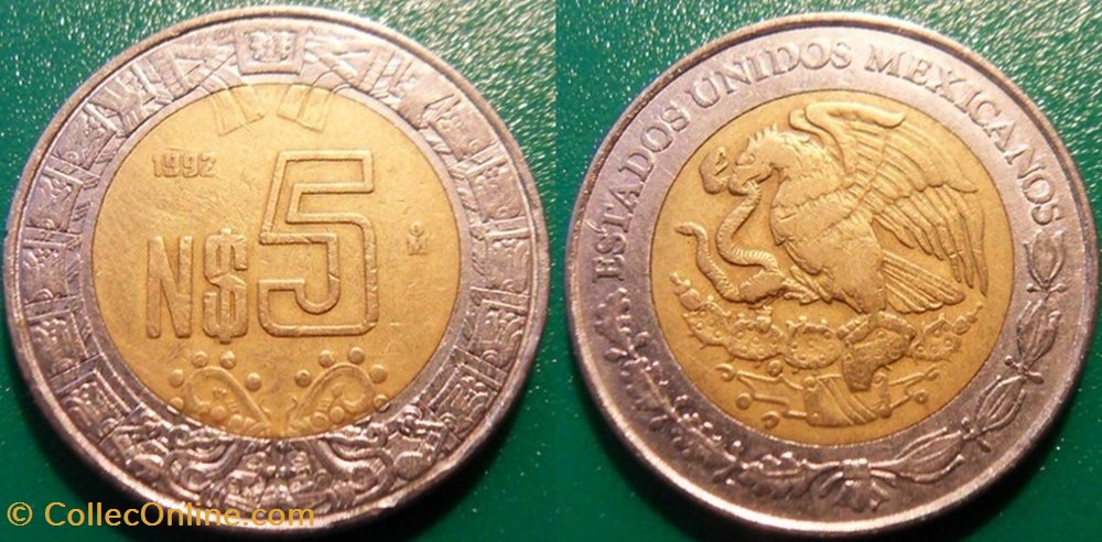 monnaie monde mexique 5 n pesos 1992