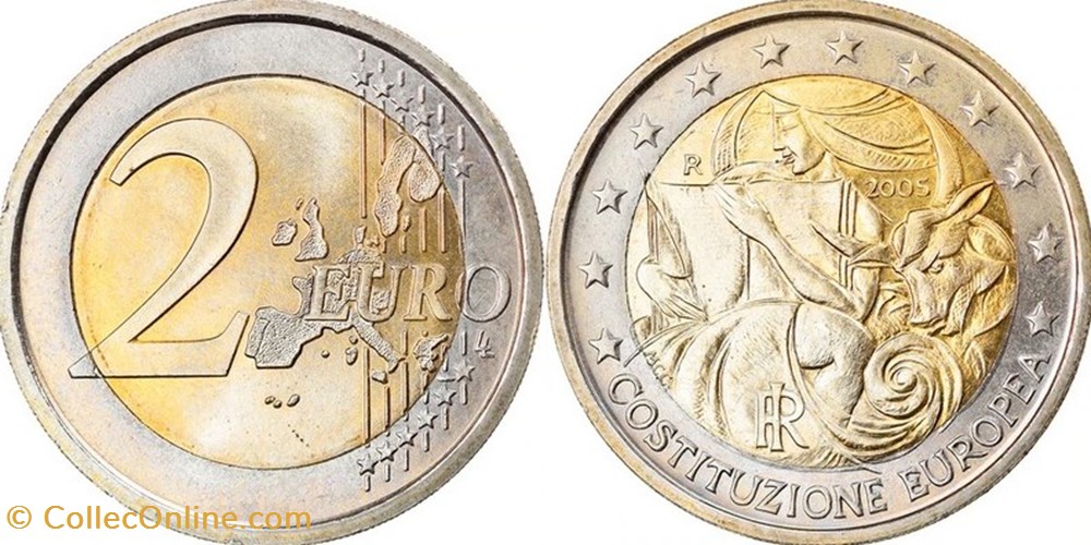 monnaies monde italie 2 euros 2005 constitution europeenne