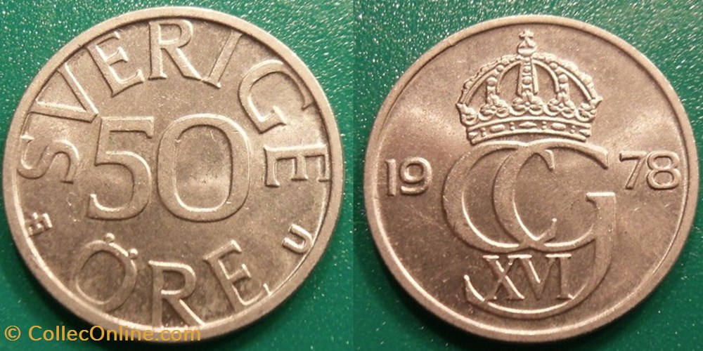 50 Ore 1978 monnaie monde suede 50 ore 1978