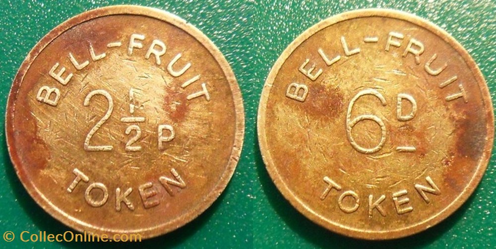 e- J etr Grande Bretagne BELL-FRUIT monnaies jetons mereaux e j etr grande bretagne bell fruit