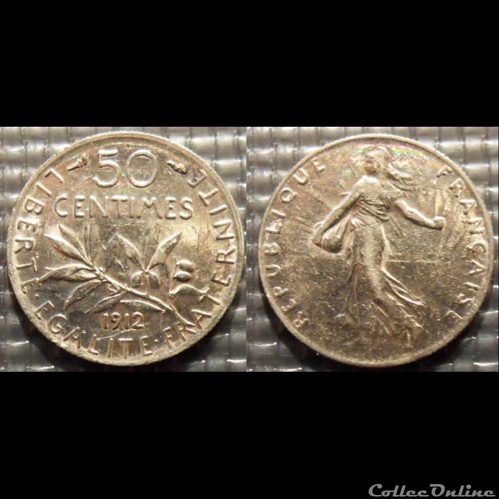 Ga 50 centimes Semeuse 1912 18mm 2.5g monnaie france moderne ga 50 centimes semeuse 1912 18mm 2 5g