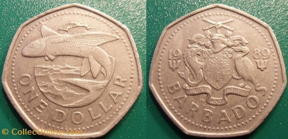 1 Dollar 1989 monnaie monde barbade 1 dollar 1989