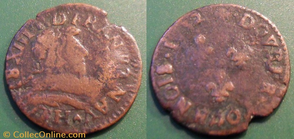 monnaie france royale g1 louis xiii la rochelle double tournois 1632
