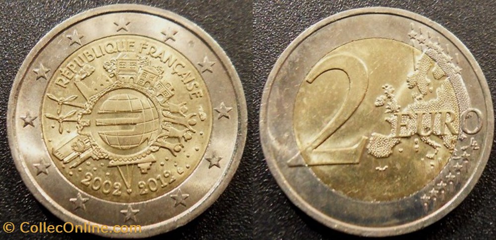 2 Euros 2012 Introduction de l'Euro 10ans monnaies monde france 2 euros 2012 introduction de euro 10ans