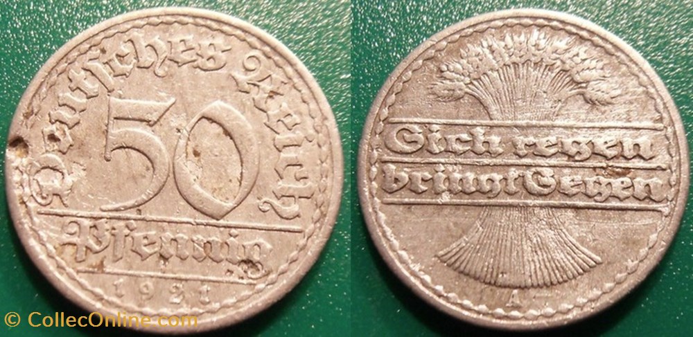 Allemagne 50 Pfennig 1921 monnaie monde allemagne 50 pfennig 1921